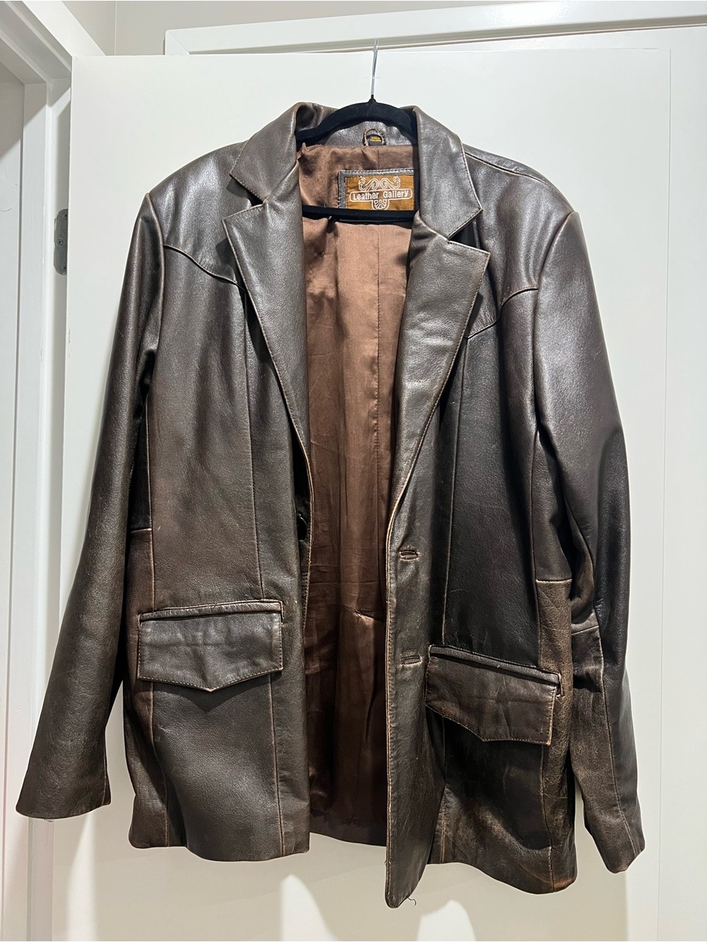 Men's Vintage Brown Leather Blazer Jacket